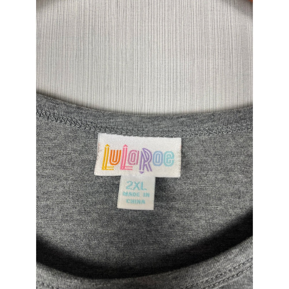 LuLaRoe Randy Raglan T-Shirt Women 2XL Gray Baseball Tee Stars Americana Casual - Picture 4 of 7